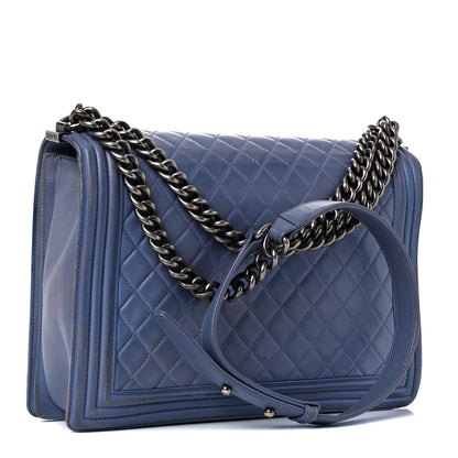 Chanel Lambskin Quilted Large Boy Flap Light Blue 3 of 29