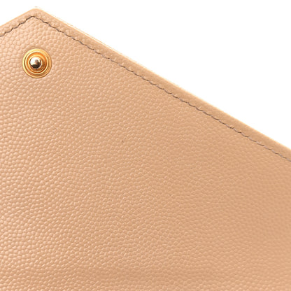Saint Laurent Grain De Poudre Matelasse Chevron Monogram Envelope Chain Wallet Nude Powder 11 of 13