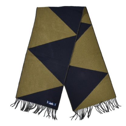 Hermes Cashmere Casaque Zig Zag Muffler Marine Kaki 2 of 4