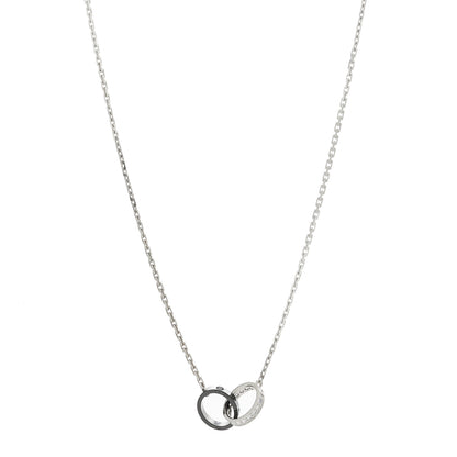 Cartier 18K White Gold Black Ceramic Diamond Interlocking LOVE Necklace 1 of 5