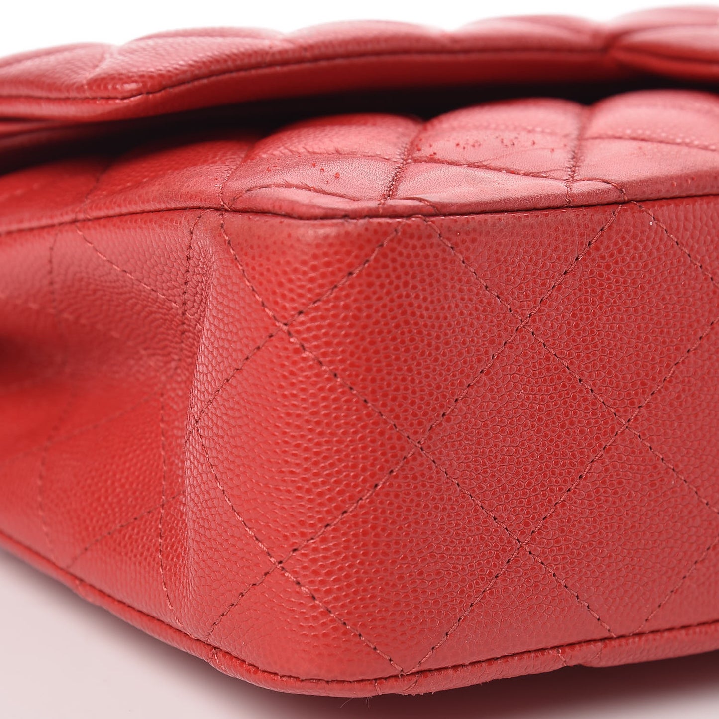 Caviar Quilted Medium Double Flap Red
