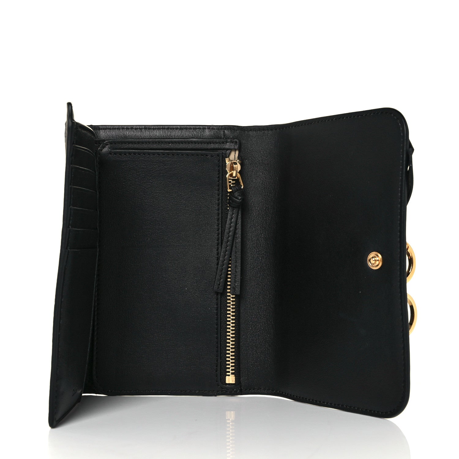 Chloe Grained Calfskin Alphabet Compact Wallet Black 7 of 9