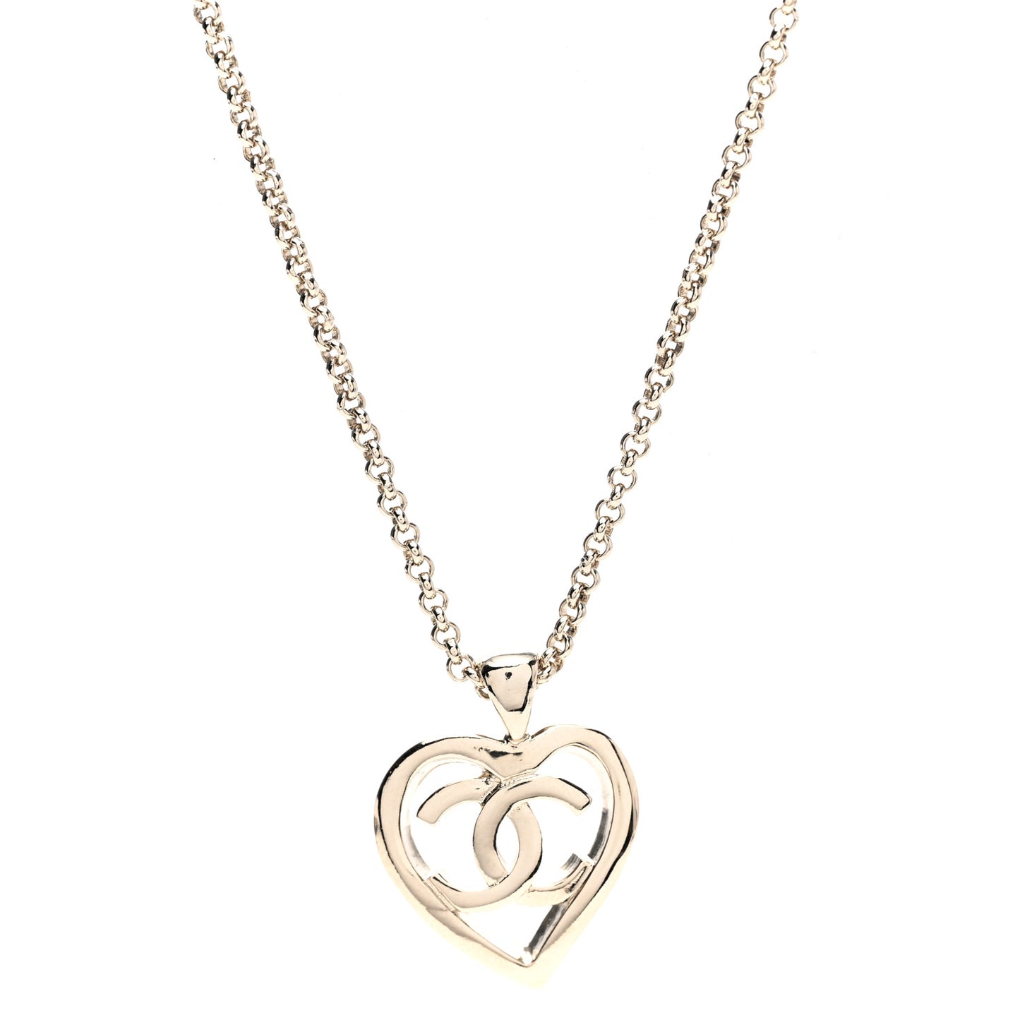 CC Heart Chain Pendant Necklace Gold