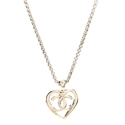 Chanel CC Heart Chain Pendant Necklace Gold 4 of 7