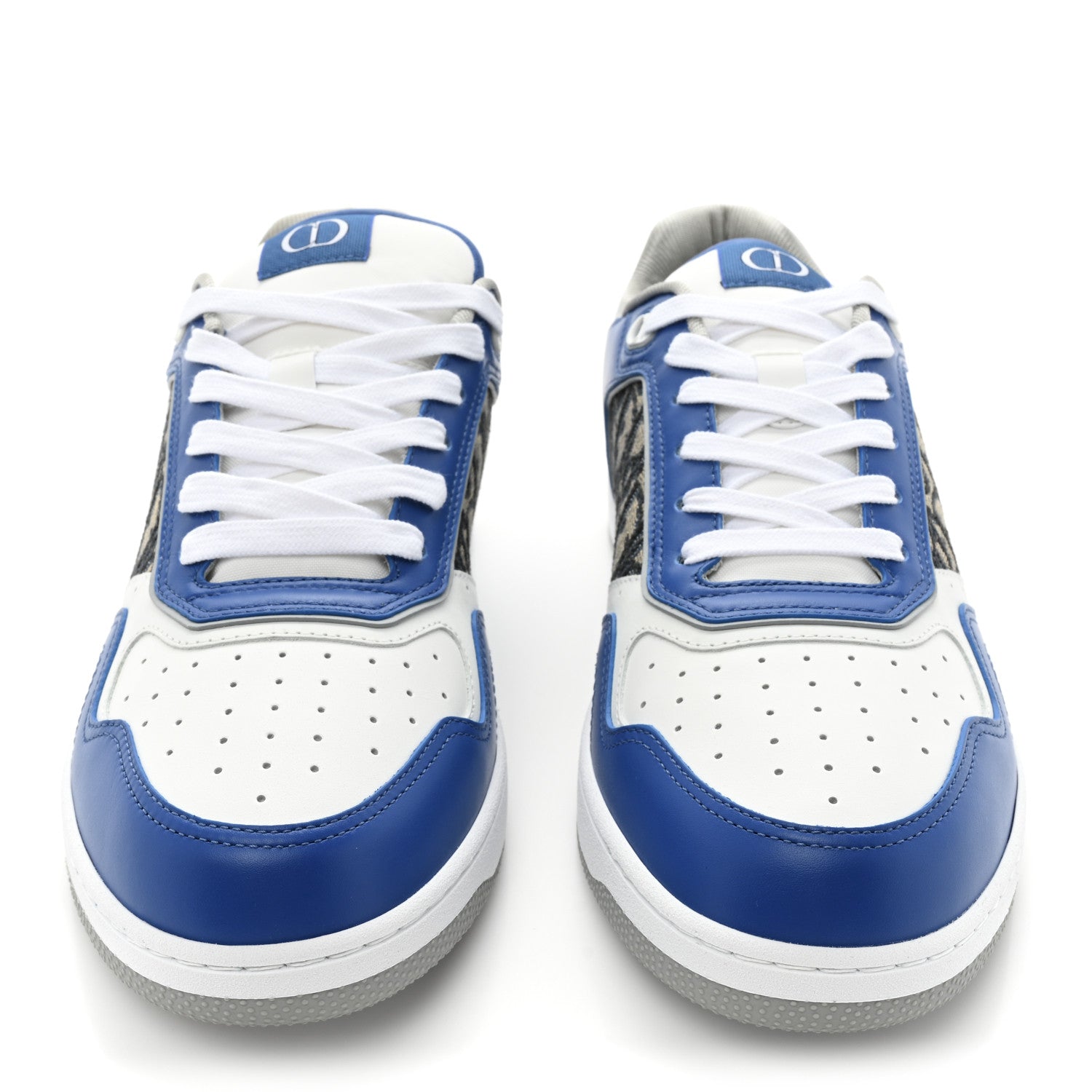 Christian Dior Smooth Calfskin Jacquard Oblique Mens B27 Low Top Sneakers 44 Blue White 2 of 10