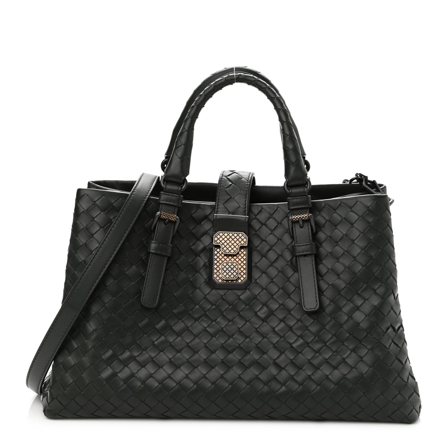 Nappa Intrecciato Small Roma Tote Dark Green