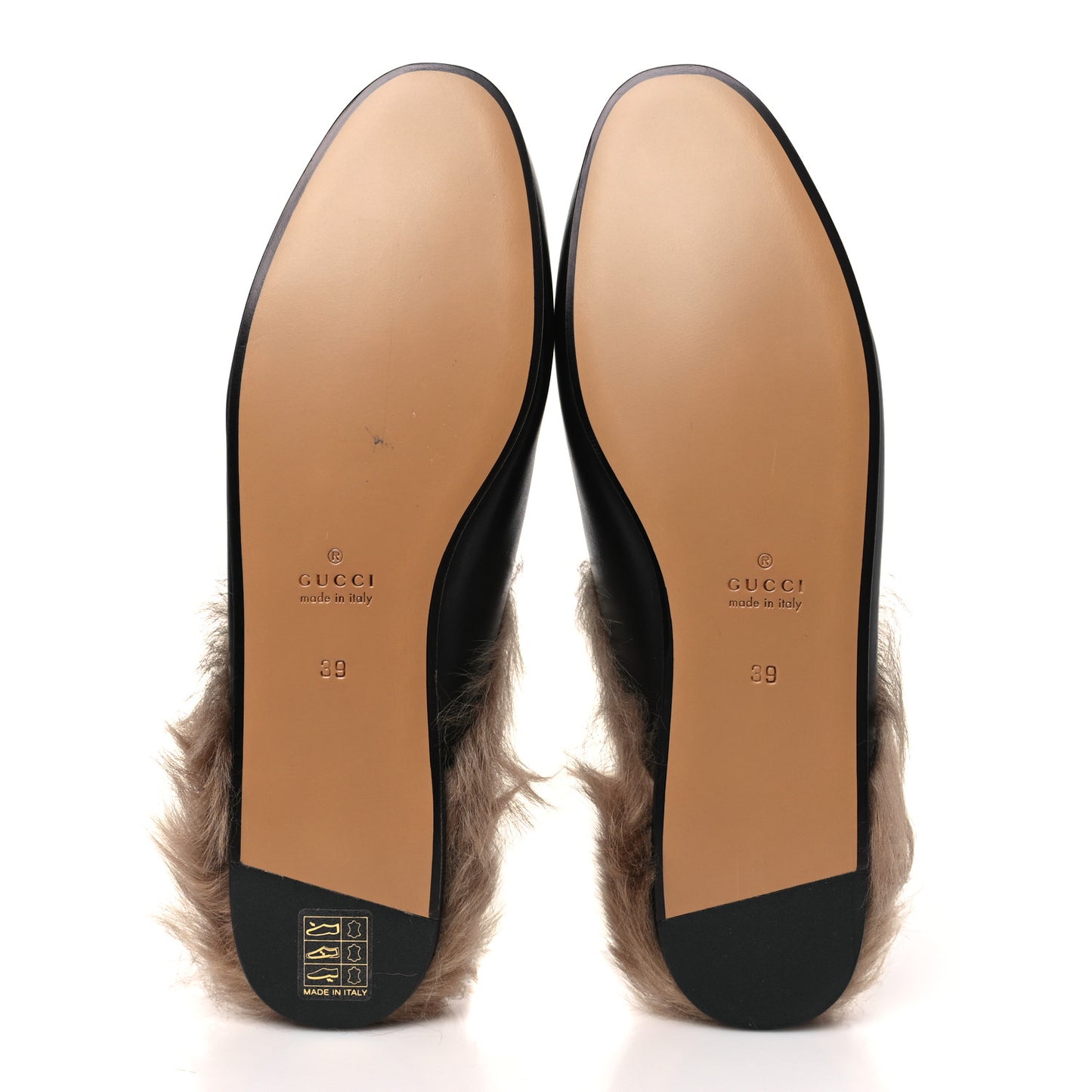 Calfskin Fur Womens Princetown Slippers 39 Black