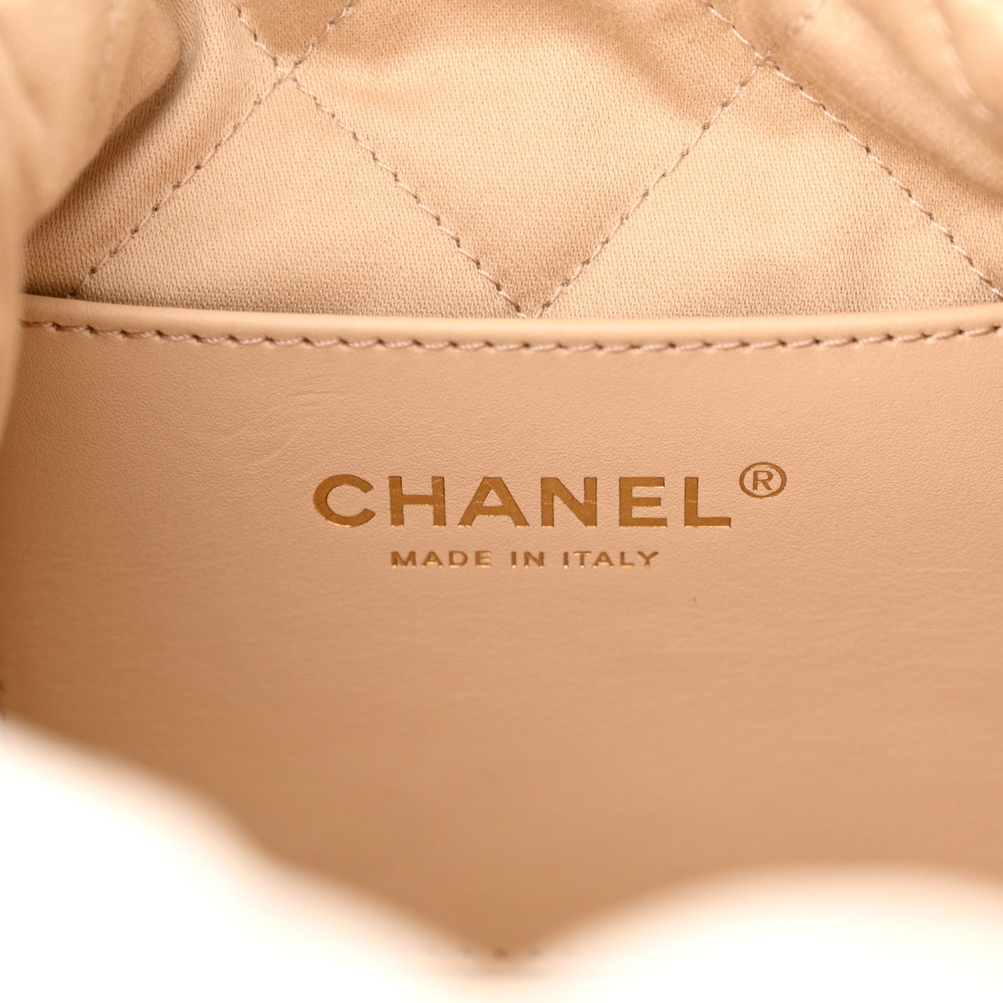 Shiny Calfskin Quilted Mini Chanel 22 White Black