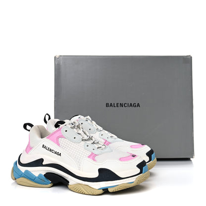 Balenciaga Fabric Mesh Washed Effect Womens Triple S Sneakers 40 Pink White Blue 12 of 12