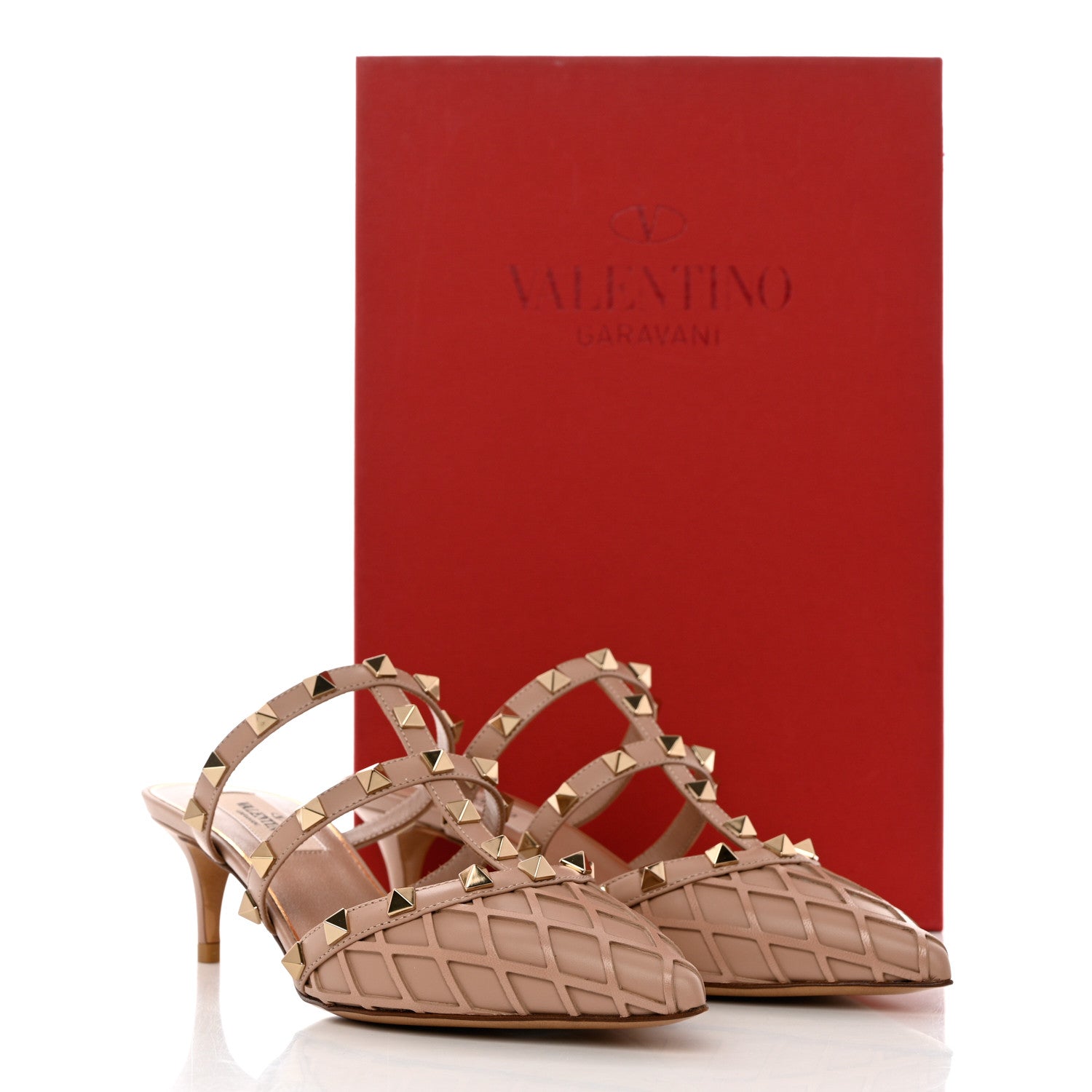 Valentino Garavani Calfskin Boudoir Rockstud 50mm Cage Mules 35.5 Rose Cannelle 9 of 9