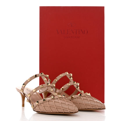 Valentino Garavani Calfskin Boudoir Rockstud 50mm Cage Mules 35.5 Rose Cannelle 9 of 9