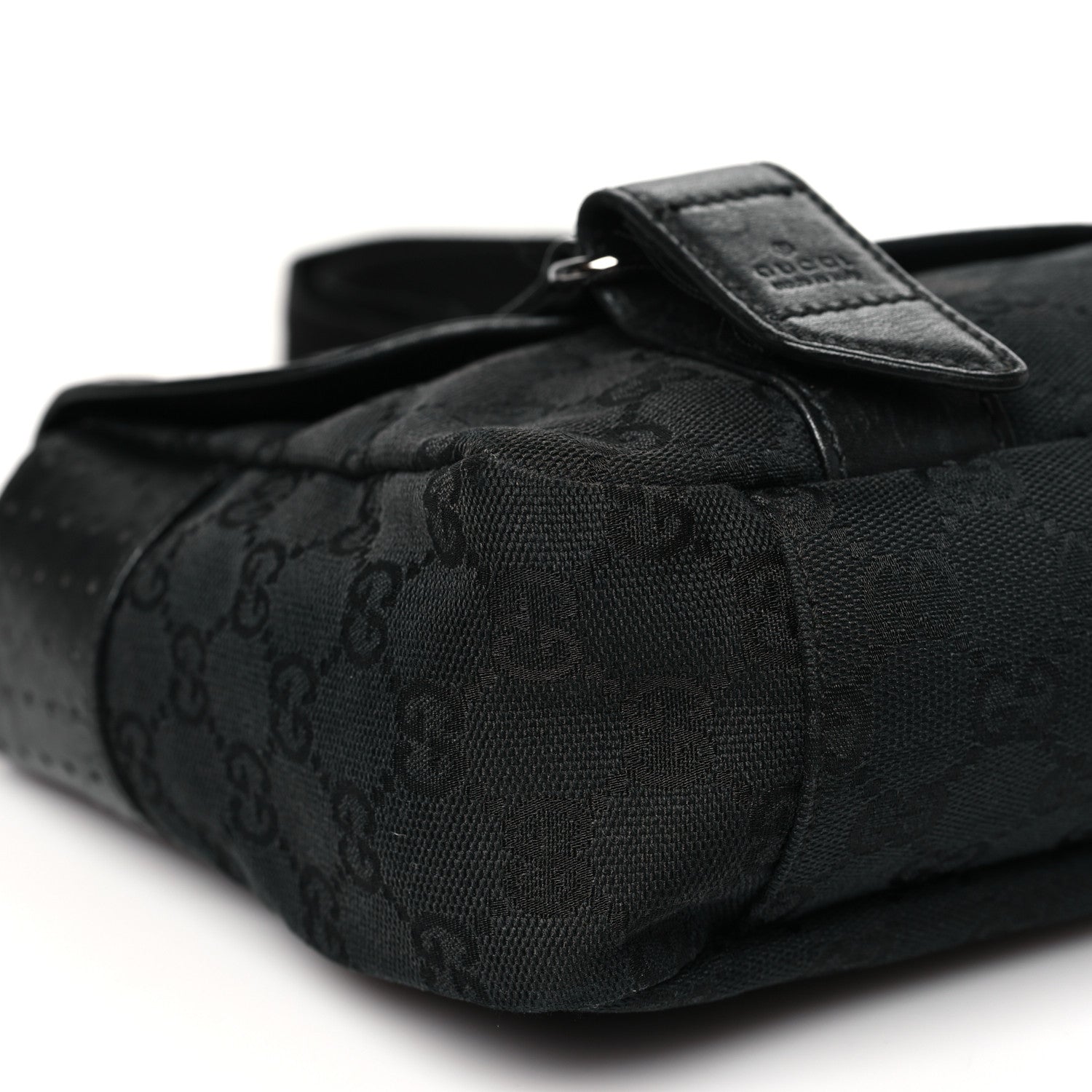 Gucci Monogram Small Double Buckle Flap Messenger Bag Black 9 of 10
