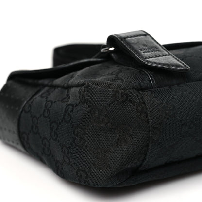 Gucci Monogram Small Double Buckle Flap Messenger Bag Black 9 of 10
