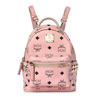 MCM Visetos Side Stud X-Mini Stark Bebe Boo Backpack Soft Pink 1 of 7