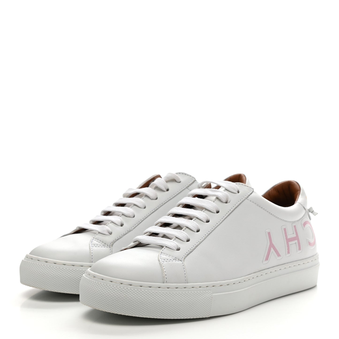 Calfskin Reverse Logo Urban Street Sneakers 36.5 White Pink