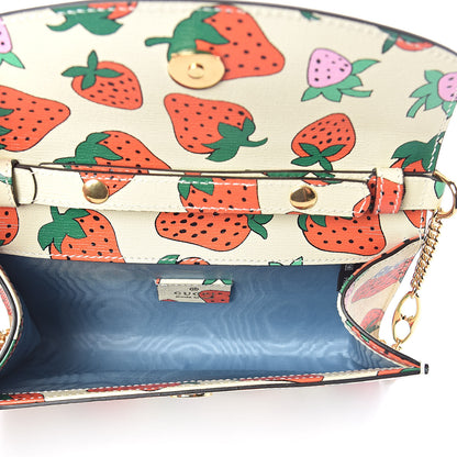 Gucci Calfskin Strawberry Print Mini Zumi Shoulder Bag Ivory Red 5 of 8