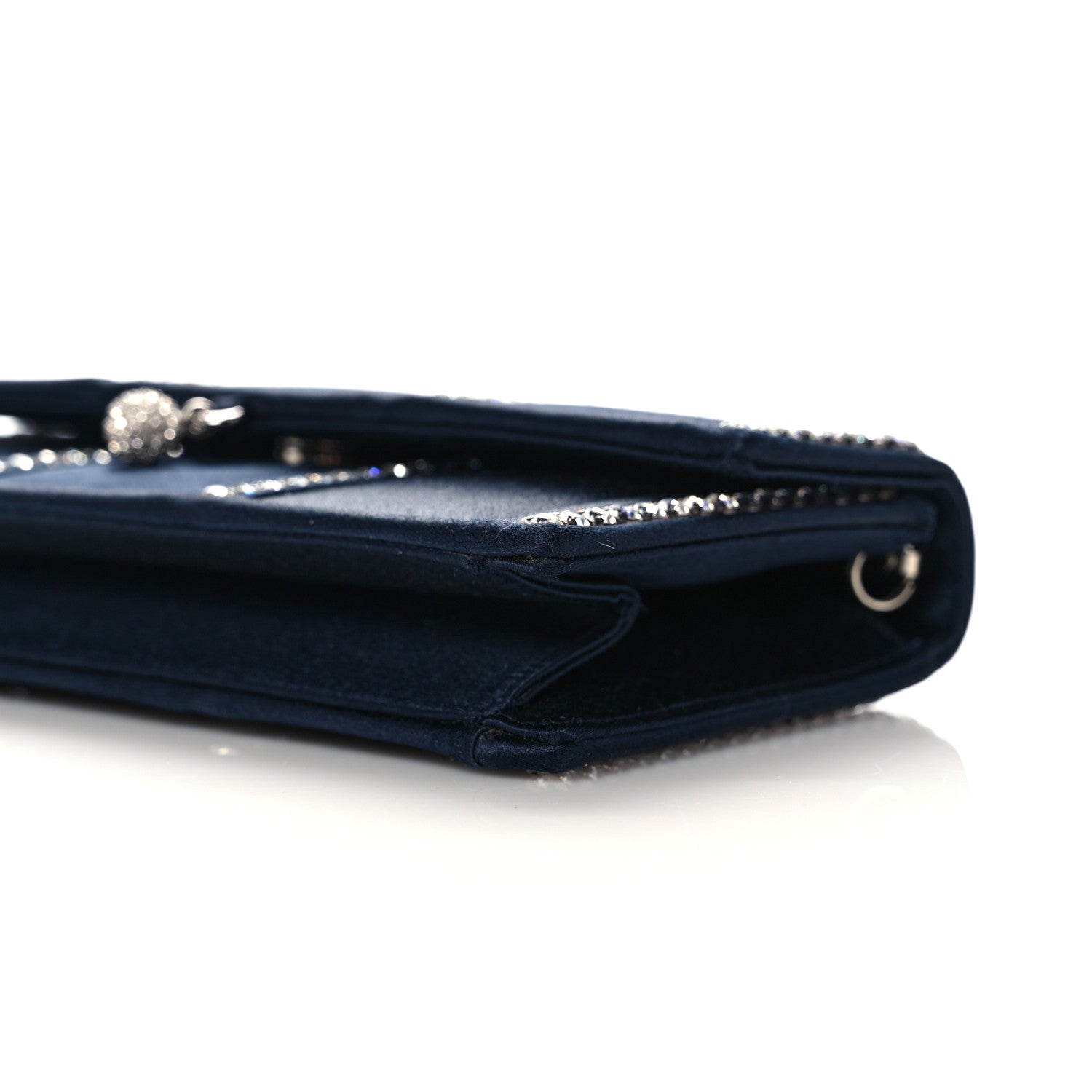 Judith Leiber Crystal Satin Clutch Navy Blue 8 of 9