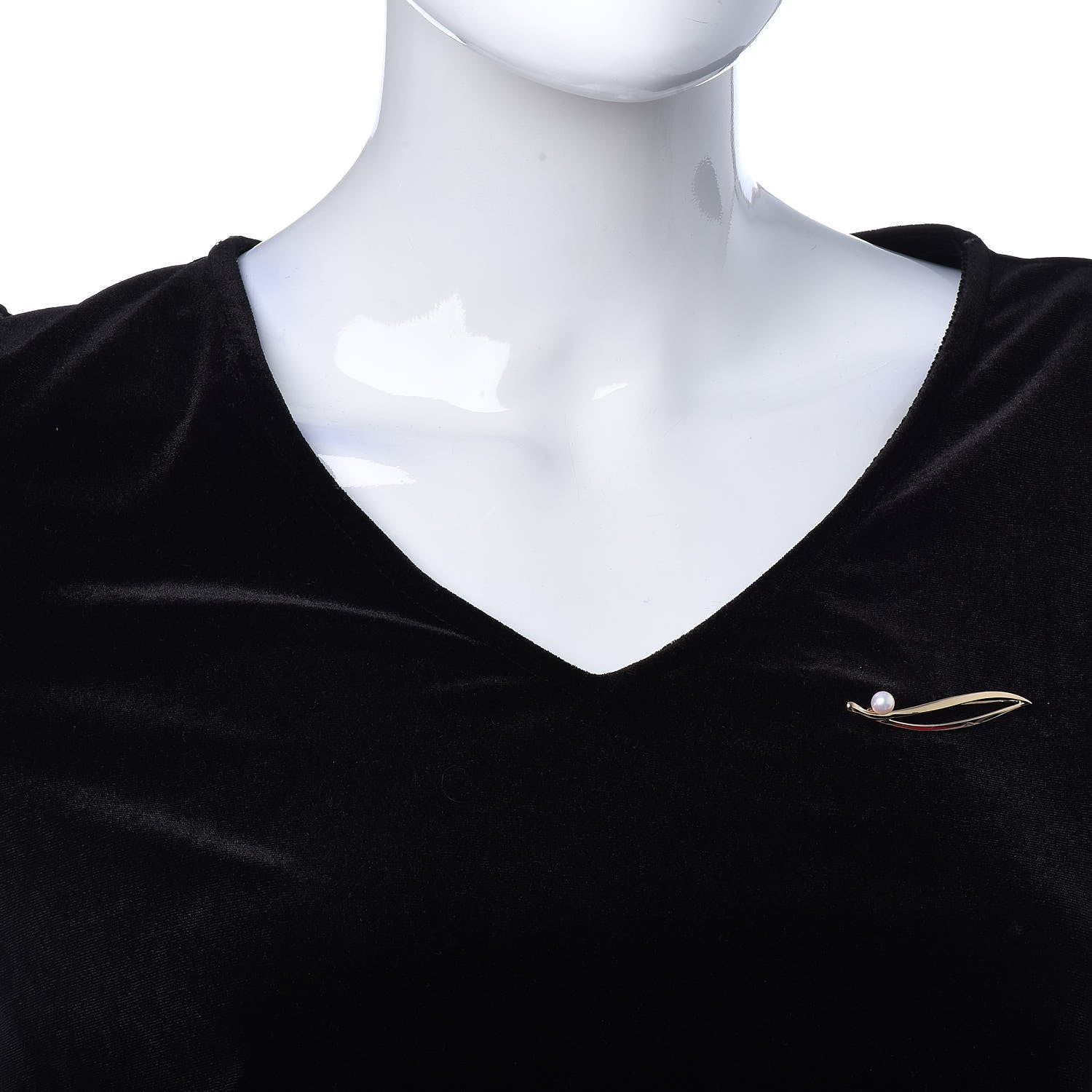 Mikimoto 14K Yellow Gold Akoya Pearl 6mm Leaf Brooch 2 of 5