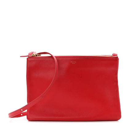 Celine Lambskin Small Trio Crossbody Bag Red 1 of 10