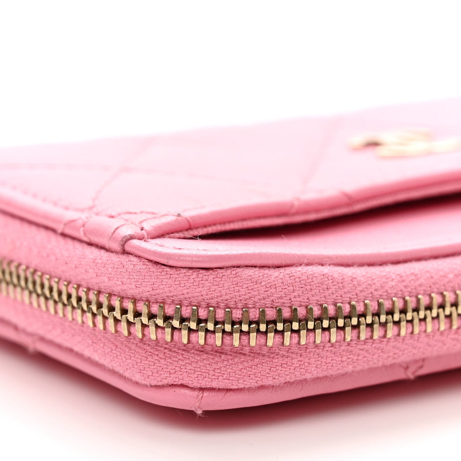 Chanel Lambskin Quilted CC Zip Around Card Holder Pink 8 of 9