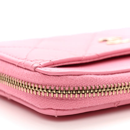 Chanel Lambskin Quilted CC Zip Around Card Holder Pink 8 of 9