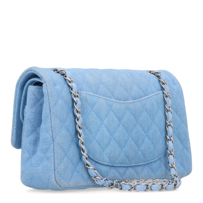 Chanel Denim Quilted Medium Double Flap Light Blue 3 of 10