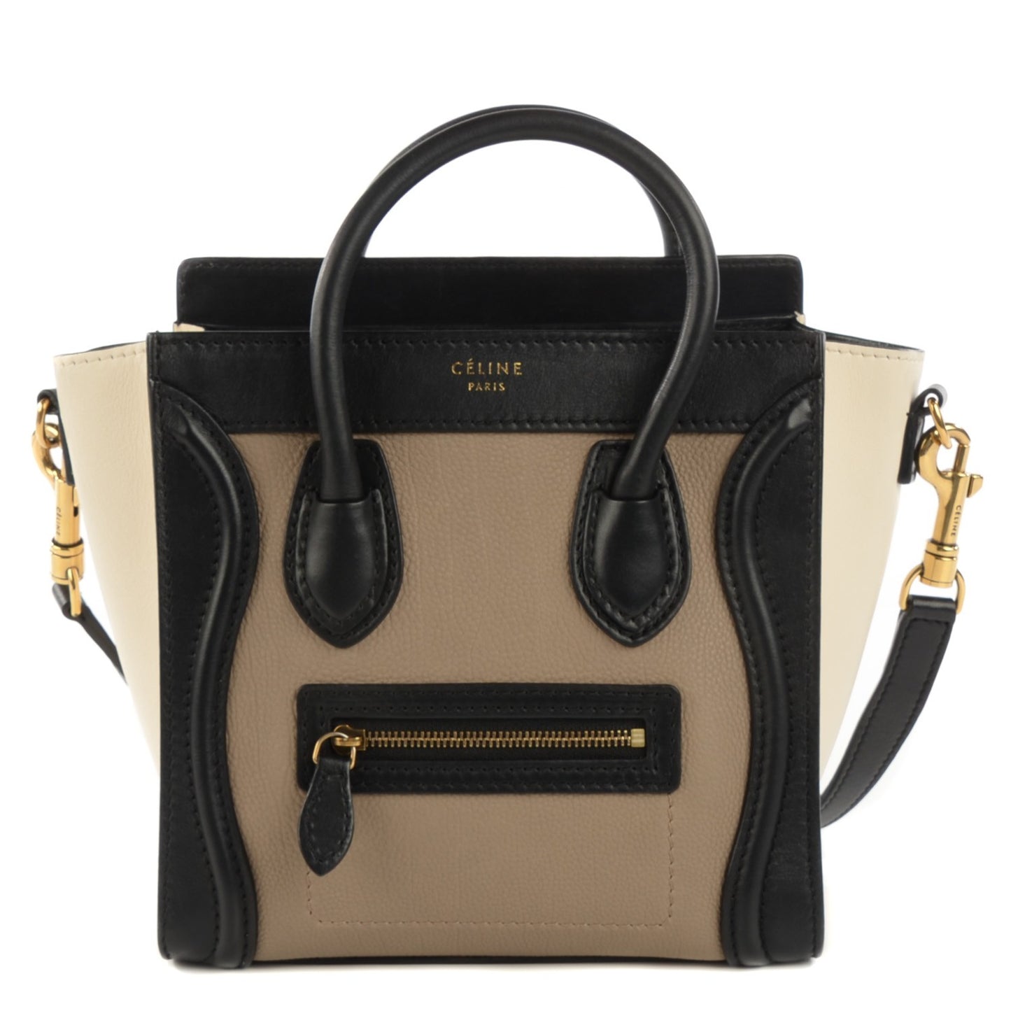 Smooth Velluto Calfskin Nano Tri-Color Luggage Black