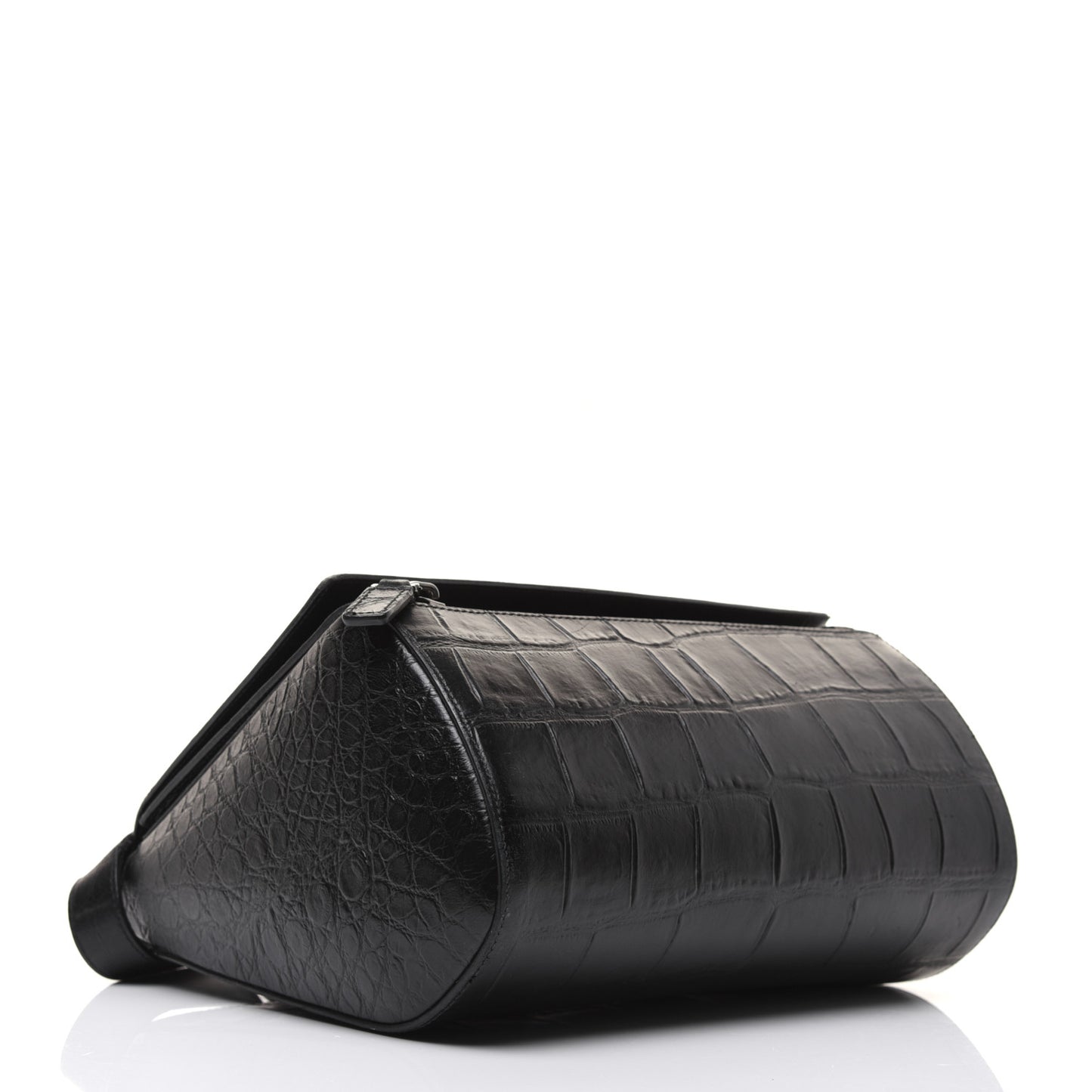 Calfskin Crocodile Embossed Medium Pandora Box Crossbody Bag Black