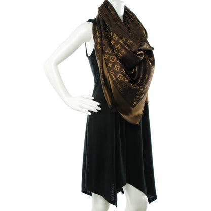 Louis Vuitton Silk Lurex Wool Monogram Shine Shawl Marron 2 of 6