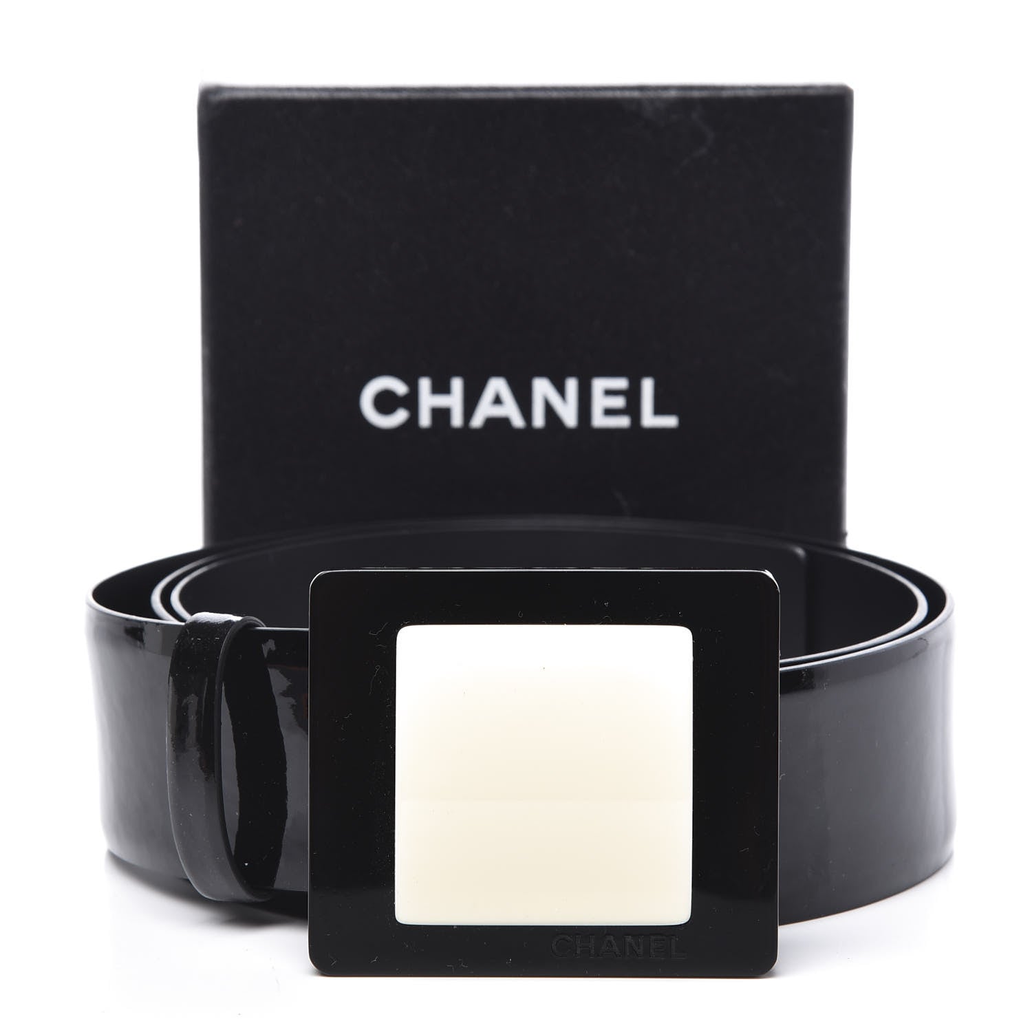 Chanel Patent Resin Belt 110 44 Black White 7 of 7