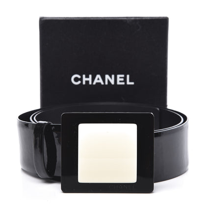 Chanel Patent Resin Belt 110 44 Black White 7 of 7