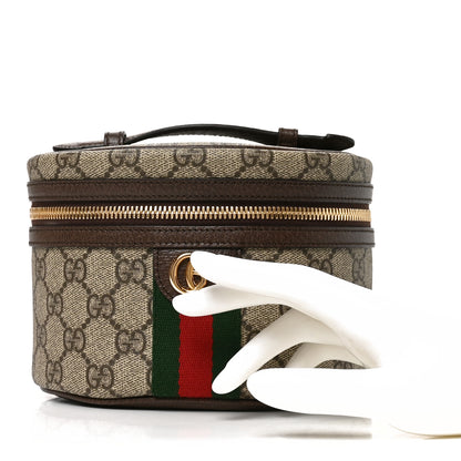Gucci GG Supreme Monogram Textured Calfskin Web Ophidia Vanity Cosmetic Case Beige Ebony New Acero 2 of 9