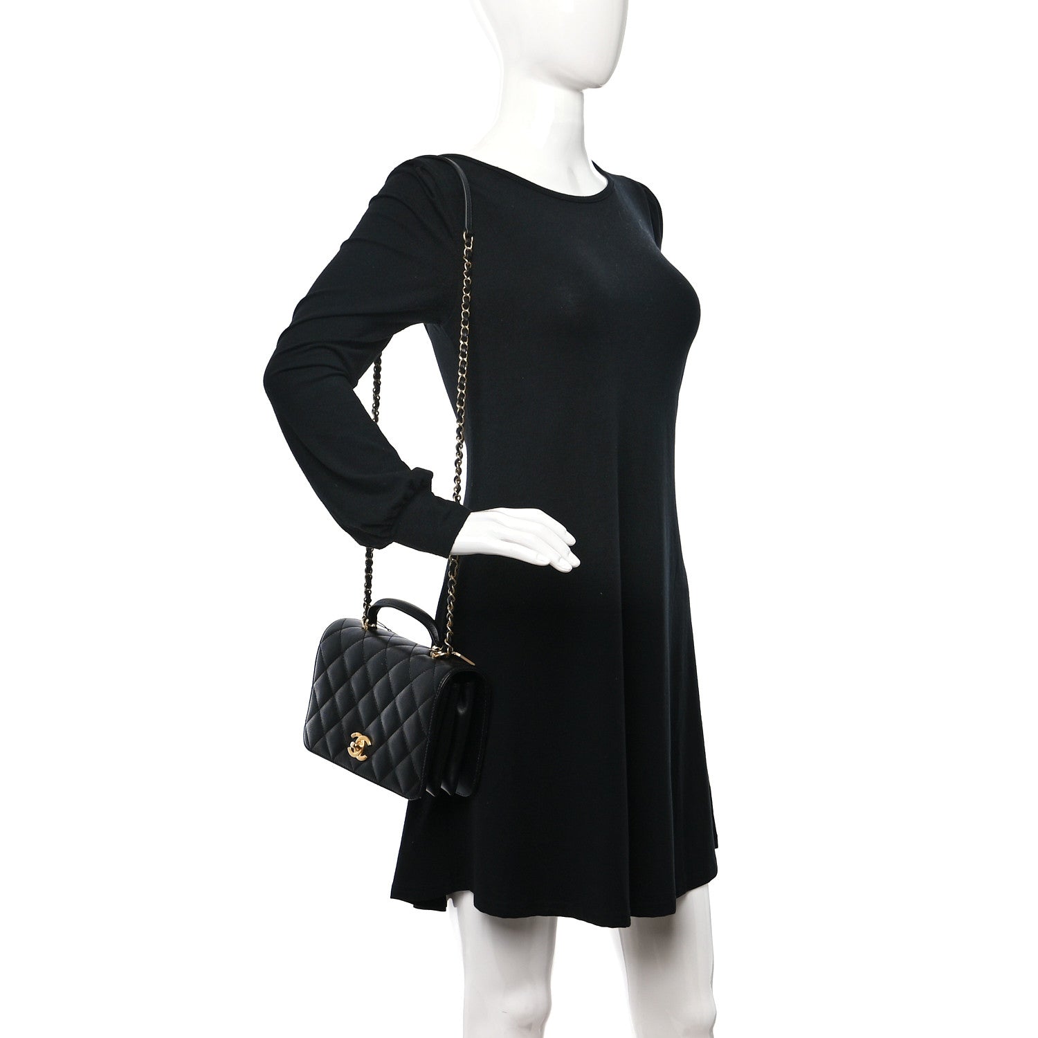 Chanel Caviar Quilted Mini Top Handle Flap Black 2 of 9