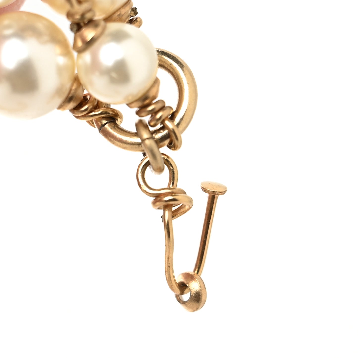 Pearl Crystal CC Bird Cage Multi Strand Long Necklace Gold