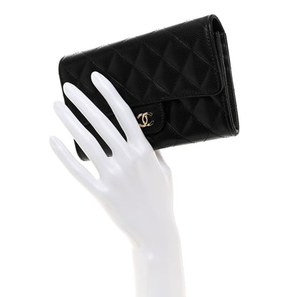 Chanel Caviar Quilted Medium Flap Wallet Black 2 of 9