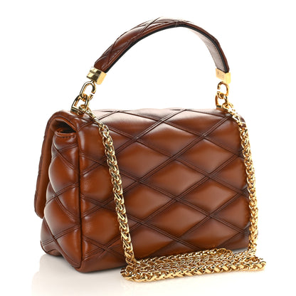 Louis Vuitton Lambskin Malletage Top Handle GO-14 MM Tan 4 of 9