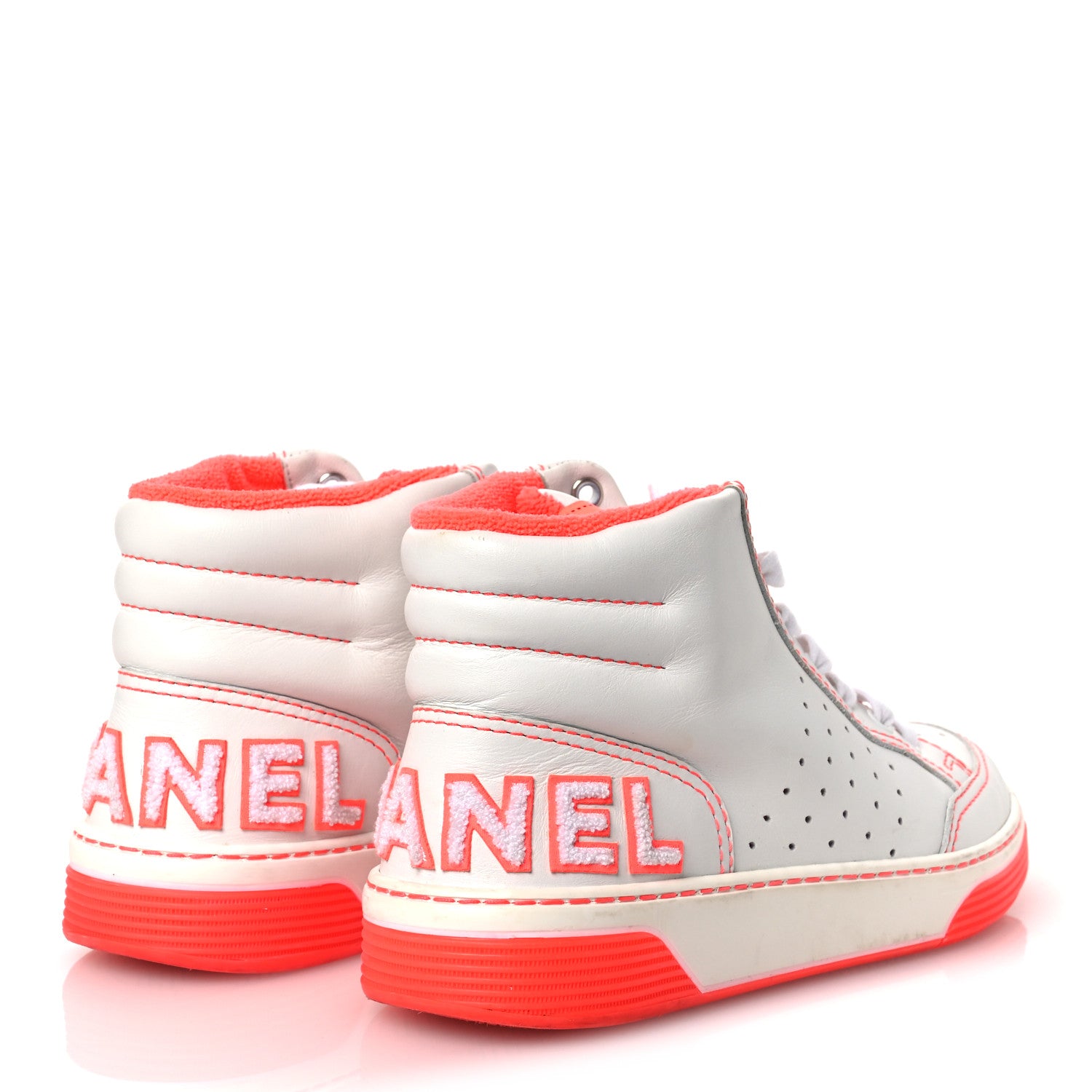 Chanel Calfskin Womens Logo High Top Sneakers 38 White Pink 5 of 12