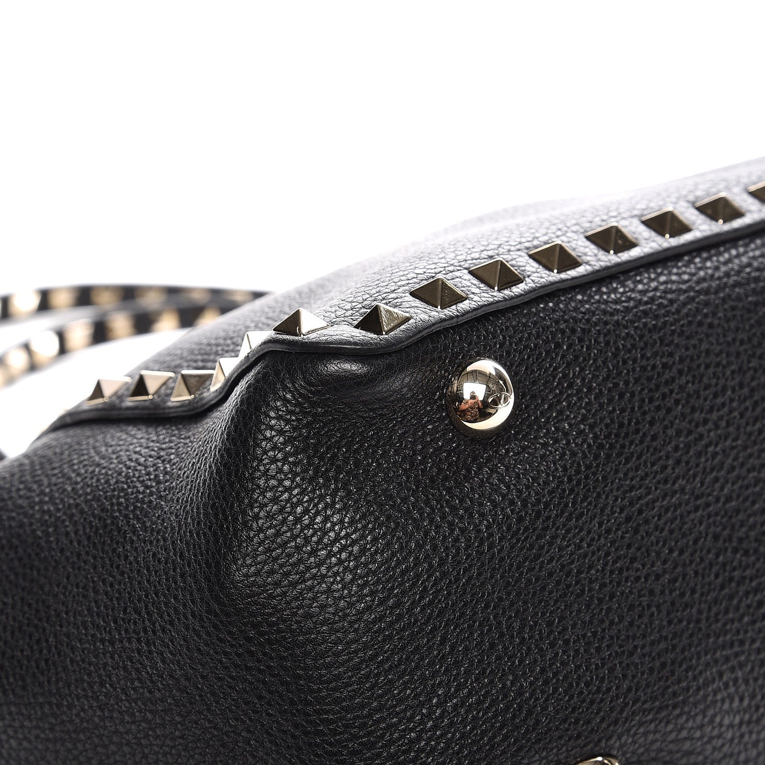 Valentino Garavani Grained Calfskin Small Rockstud Tote Black 11 of 14