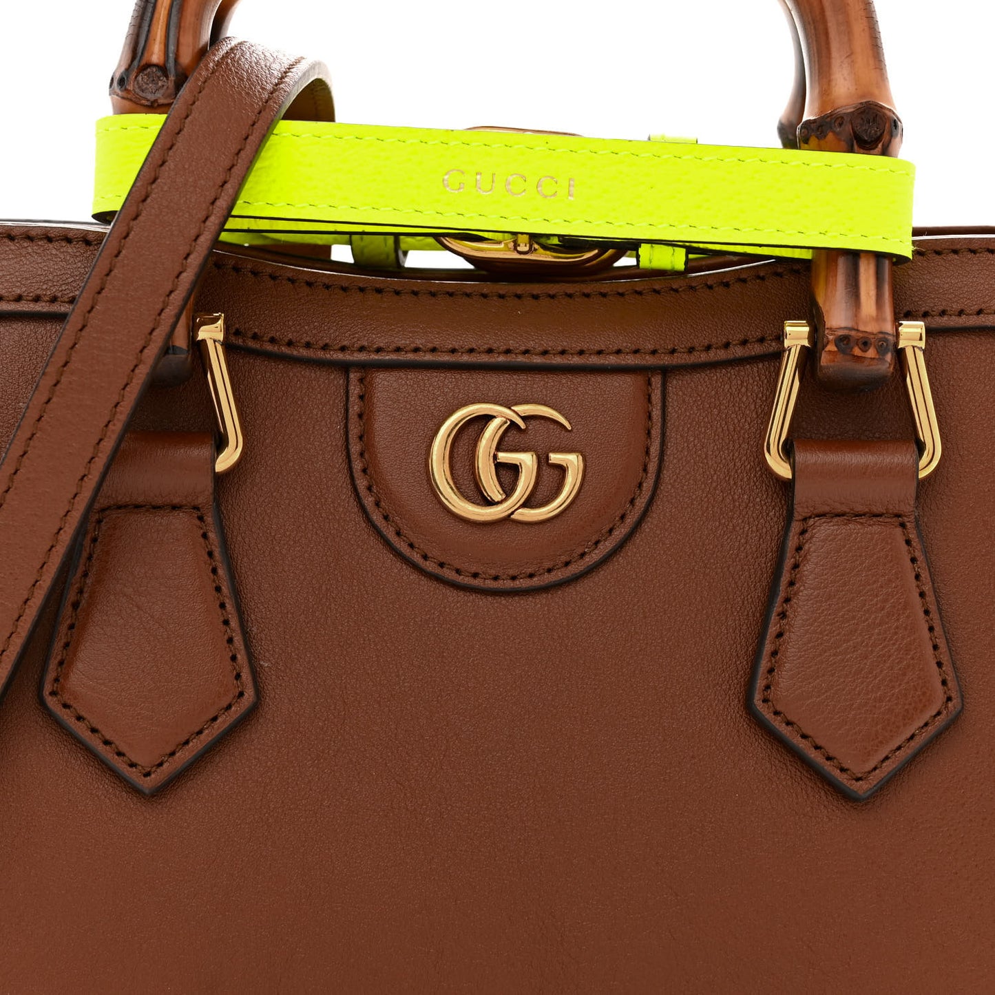 Wonka Grain Calfskin Mini Diana Tote Bag Cuir Yellow Fluo