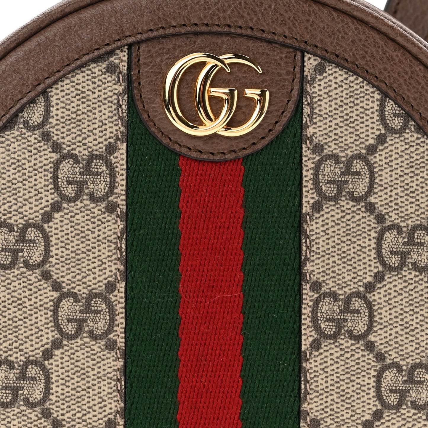 GG Supreme Monogram Web Mini Ophidia Round Backpack Brown