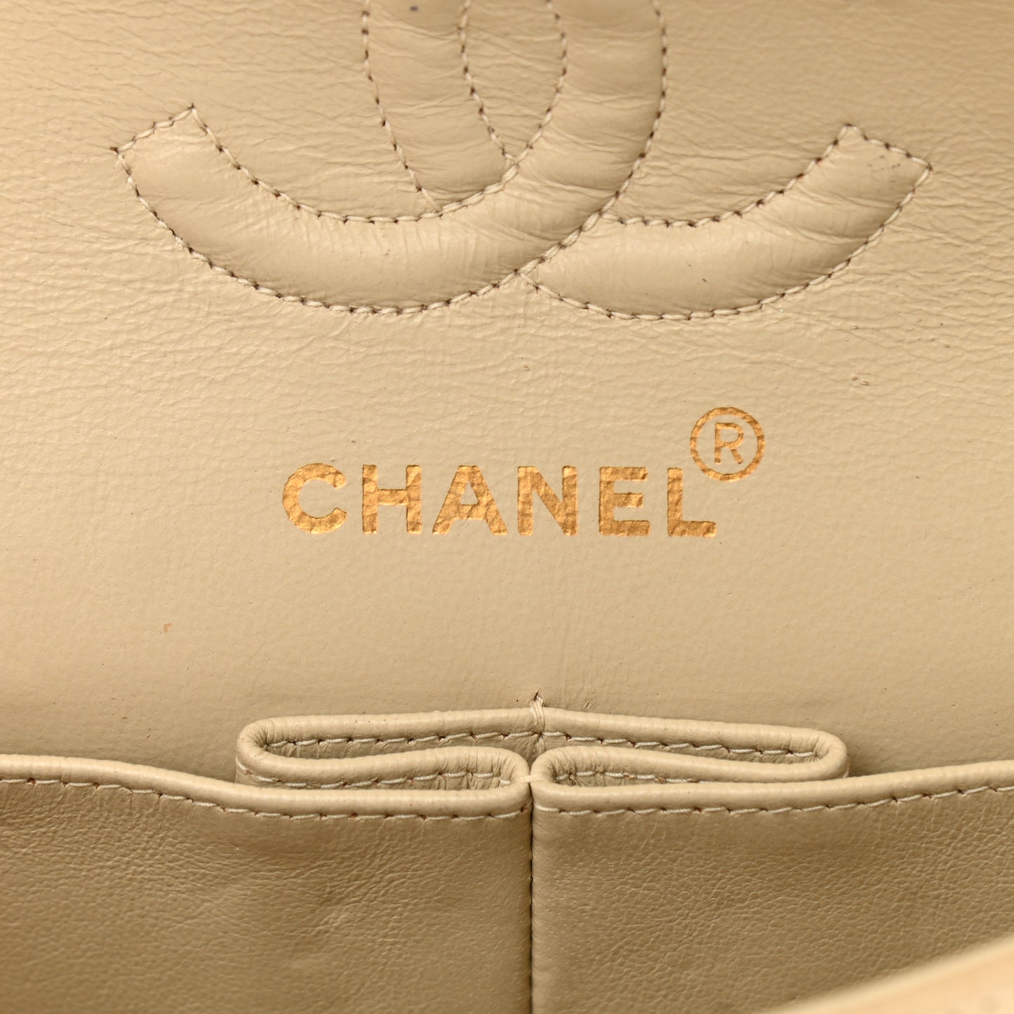 Lambskin Quilted Small Double Flap Beige