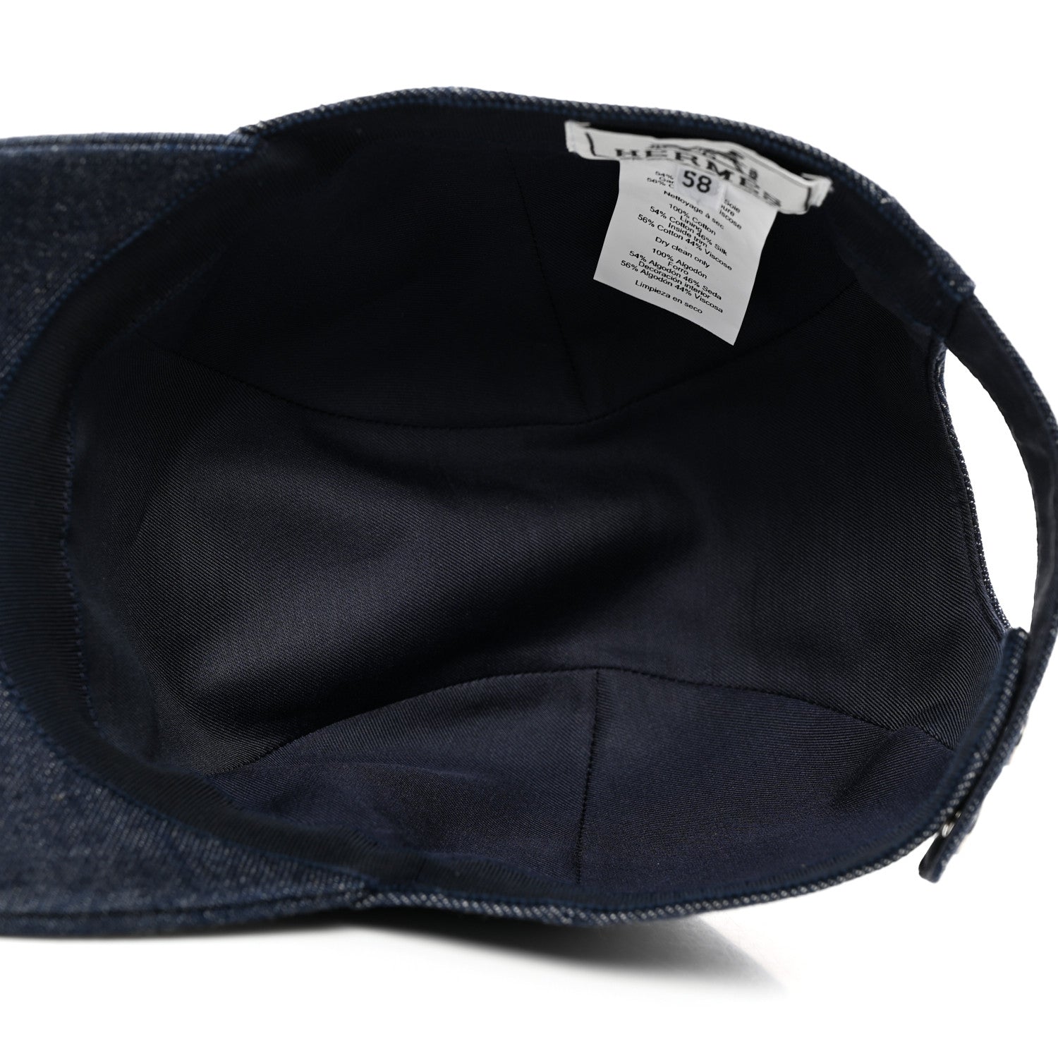 Hermes Cotton Denim Embroidered Davis Emile Hat 58 Indigo 8 of 9