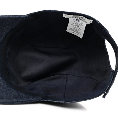 Hermes Cotton Denim Embroidered Davis Emile Hat 58 Indigo 8 of 9