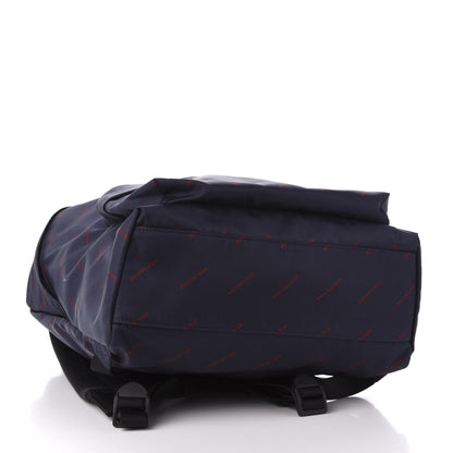 Balenciaga Twill Nylon Allover Logo Print Explorer Backpack Bleu Canopee Rouge 3 of 10