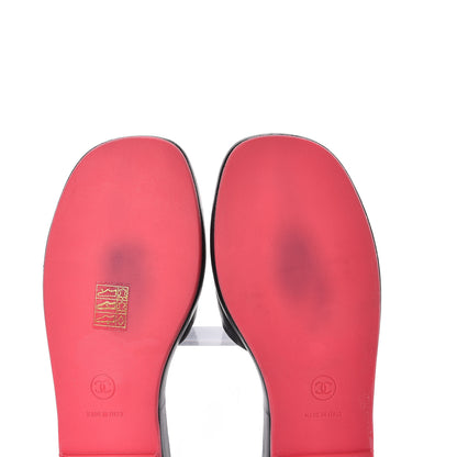 Chanel Calfskin Cambon CC Flat Slide Sandals 39 Black 7 of 9