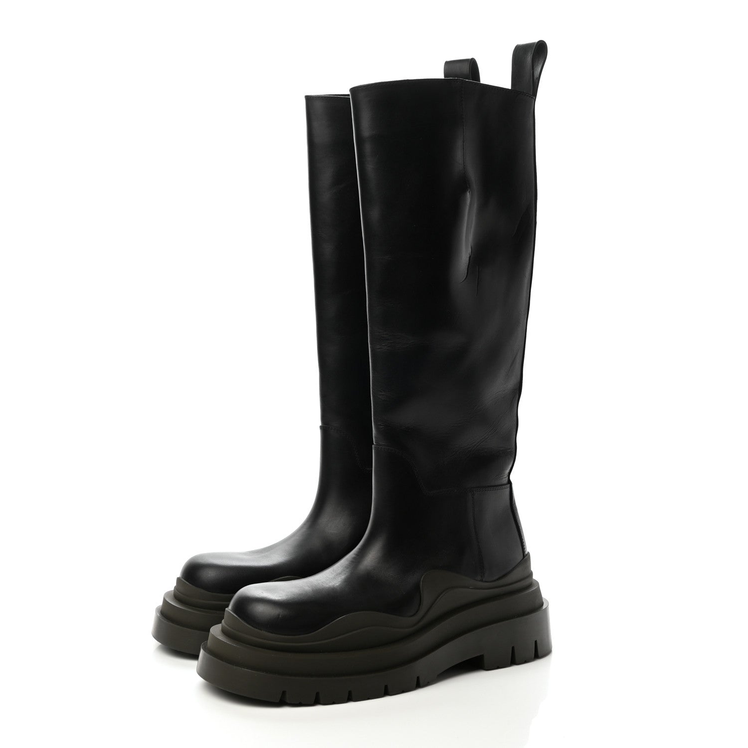 Bottega Veneta Calfskin The Tire High Boots 37 Black Camping 3 of 9