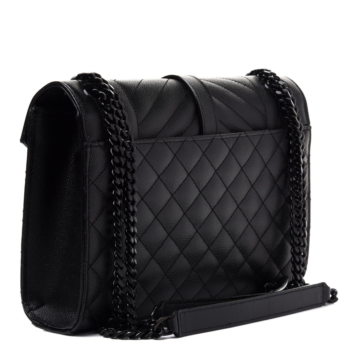 Saint Laurent Grain De Poudre Textured Mixed Matelasse Triquilt Medium Monogram Satchel Black 3 of 13