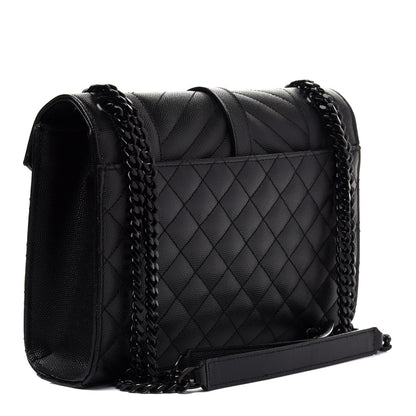 Saint Laurent Grain De Poudre Textured Mixed Matelasse Triquilt Medium Monogram Satchel Black 3 of 13