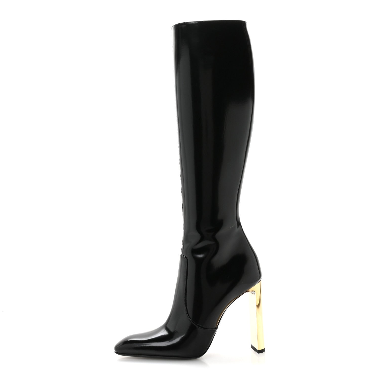 Saint Laurent Glazed Calfskin Auteuil 105mm Zip Boots 38 Black 1 of 9