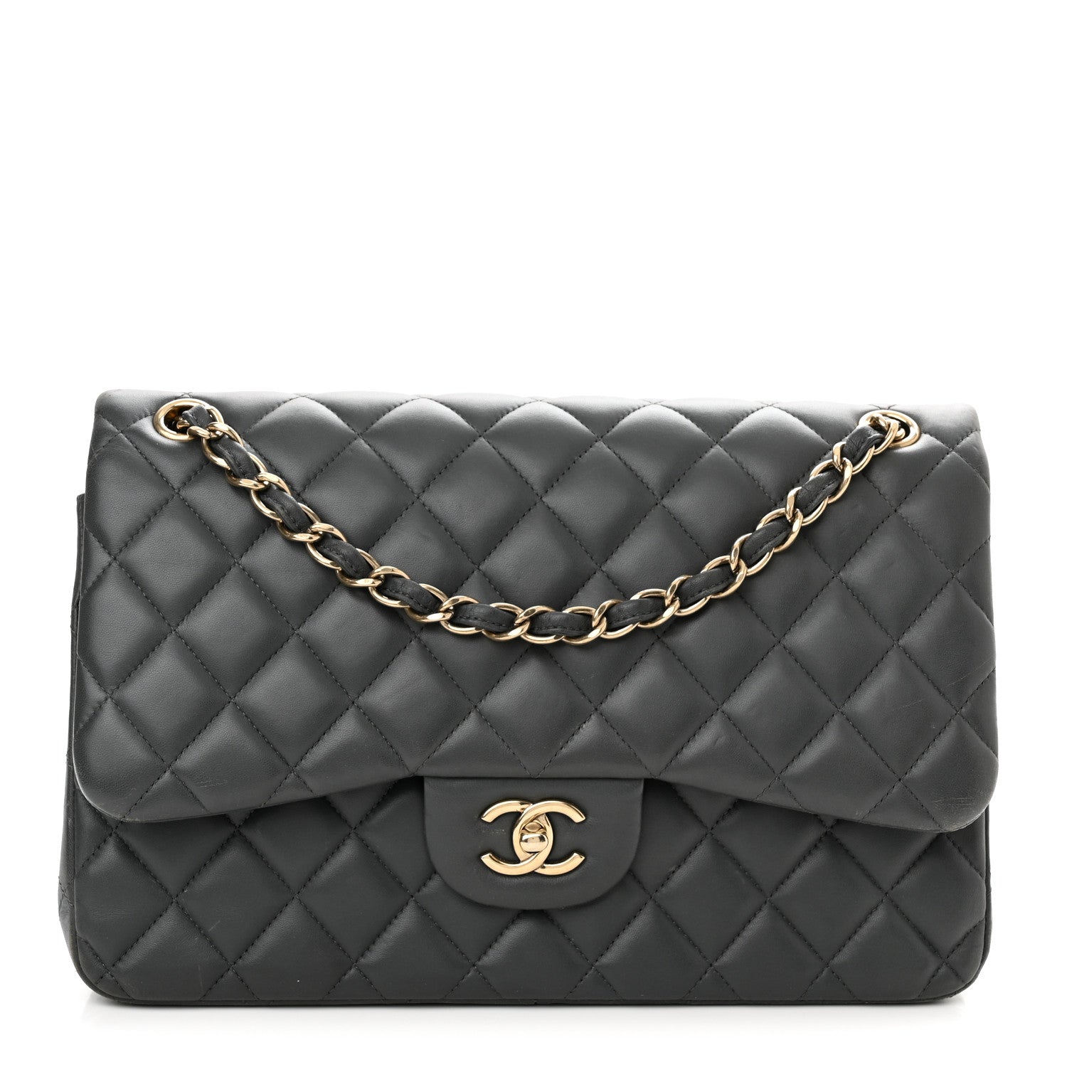 Chanel Caviar Quilted Jumbo Double Flap Dark Grey 1 of 16